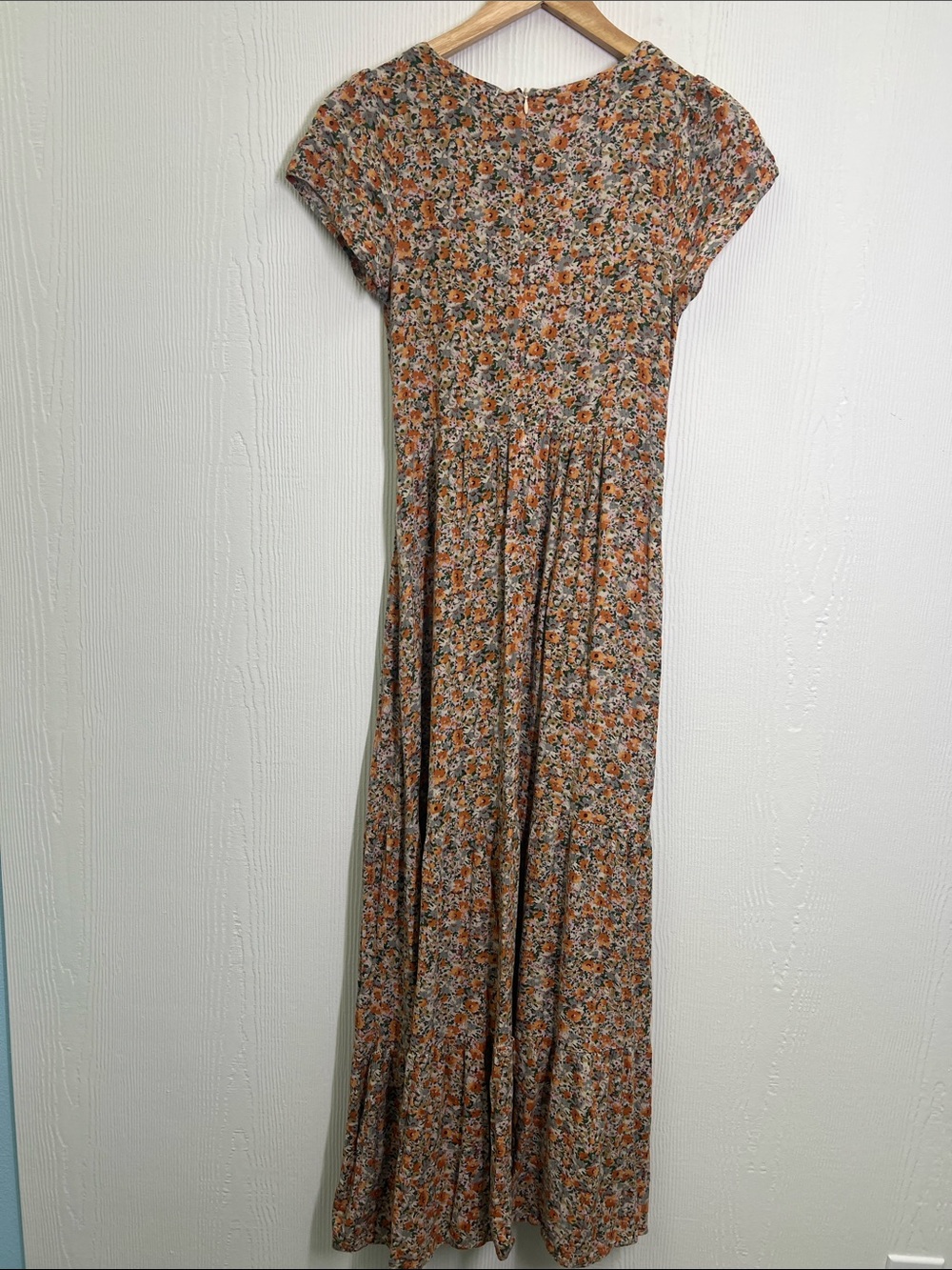 Natural Life - Colorful Floral Short Cottagecore Sleeve V Neck Maxi Dress SZ XS - Picture 10 of 11